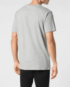 Szary t-shirt z okrągłym dekoltem