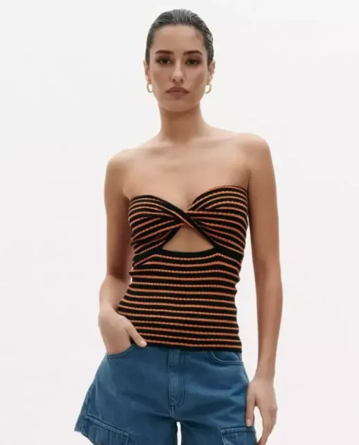 Top w pomarańczowe paski