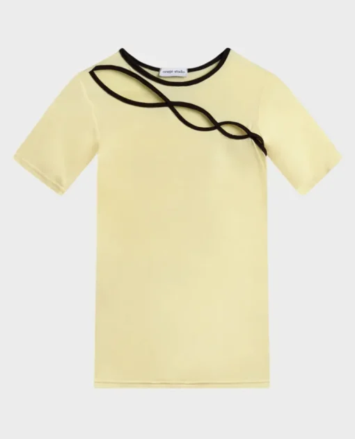 Top z kontrastowymi wycięciami Harper Butter Brown