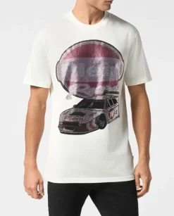 T-shirt z ozdobnym nadrukiem samochodu