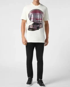 T-shirt z ozdobnym nadrukiem samochodu