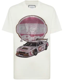 T-shirt z ozdobnym nadrukiem samochodu