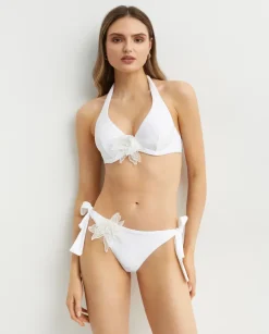 Usztywniana góra od bikini z kwiatową aplikacją