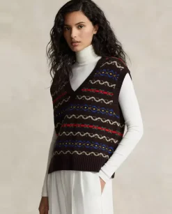 Wełniany sweter bez rękawów Fair Isle