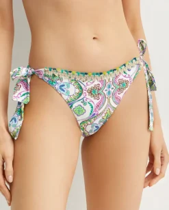 Wiązany dół od bikini z kolorowym printem