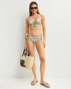 Wiązany dół od bikini z kolorowym printem