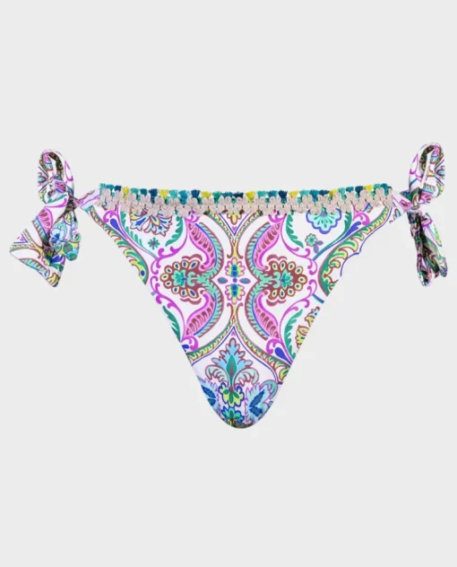 Wiązany dół od bikini z kolorowym printem