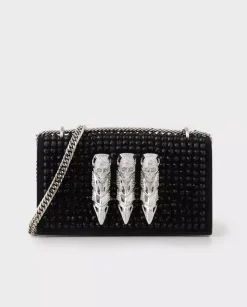 Zamszowa kopertówka z ćwiekami Skull Clutch