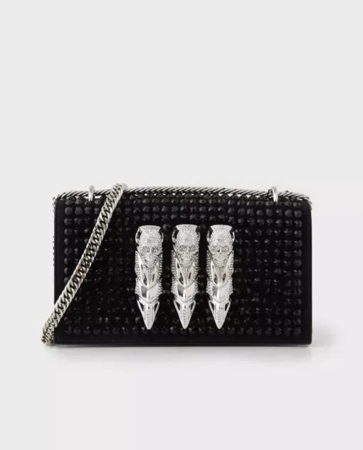 Zamszowa kopertówka z ćwiekami Skull Clutch