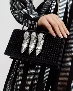 Zamszowa kopertówka z ćwiekami Skull Clutch