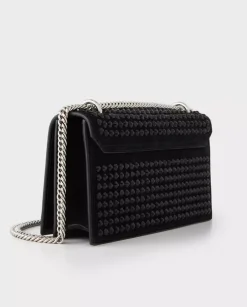 Zamszowa kopertówka z ćwiekami Skull Clutch