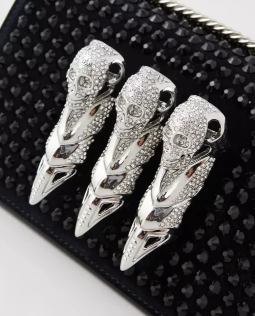 Zamszowa kopertówka z ćwiekami Skull Clutch