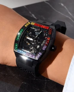 Zegarek wysadzany kolorowymi kryształami Skeleton Timepiece