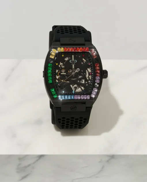 Zegarek wysadzany kolorowymi kryształami Skeleton Timepiece