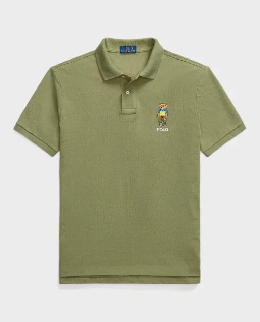 Zielona koszulka polo Custom Slim