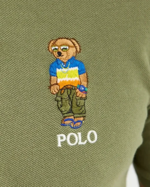 Zielona koszulka polo Custom Slim