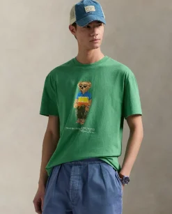 Zielona koszulka z misiem Custom Slim Fit