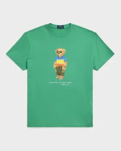 Zielona koszulka z misiem Custom Slim Fit