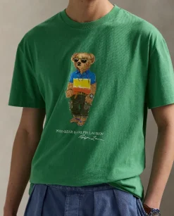 Zielona koszulka z misiem Custom Slim Fit