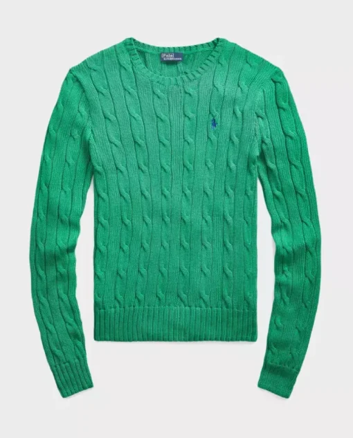 Zielony sweter Slim Fit z logo