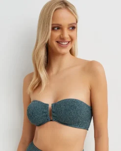 Zielony top od bikini bandeau Blake