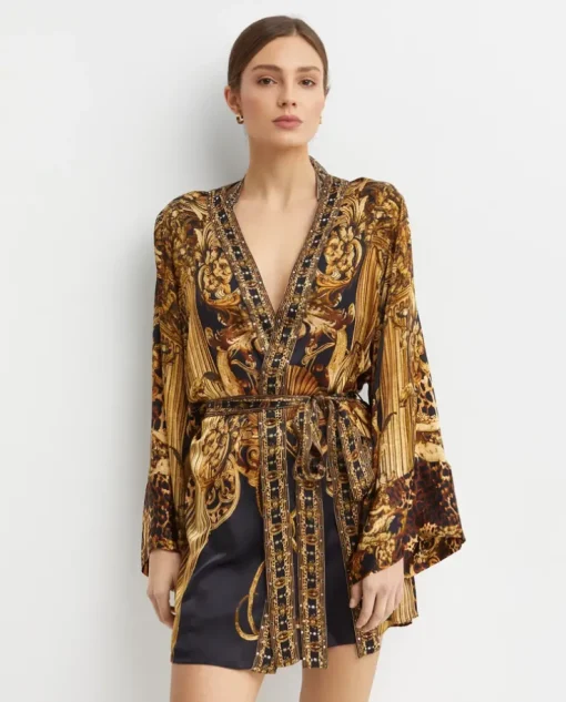 Złote jedwabne kimono