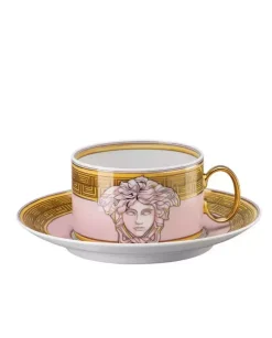 Złoto-różowa filiżanka do herbaty Pink Coin