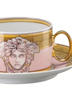 Złoto-różowa filiżanka do herbaty Pink Coin