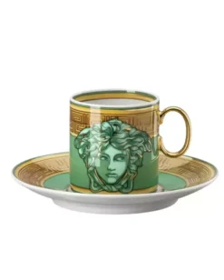 Złoto-zielona filiżanka do espresso Medusa Green Coin