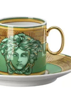 Złoto-zielona filiżanka do espresso Medusa Green Coin