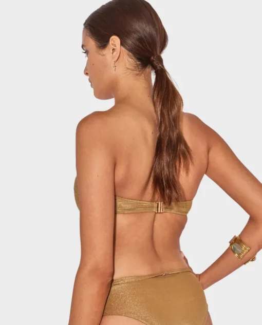 Złoty błyszczący top bandeau Junia